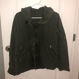 Army green zip up jacket with pockets